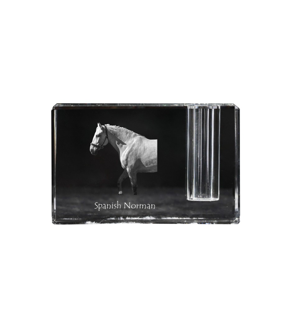 Spanish Norman - Pen stand, crystal organiser with picture of a horse, unique desk decoration by Art-Dog brand