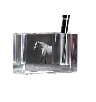 Spanish Norman - Pen stand, crystal organiser with picture of a horse, unique desk decoration by Art-Dog brand