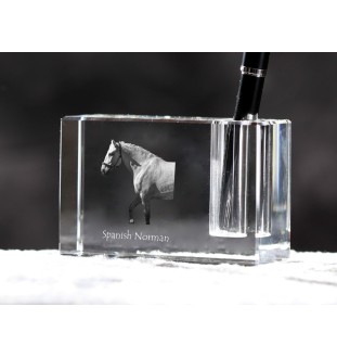 Normand espagnol - Porte-stylos, organiseur en cristal avec image d'un cheval, décoration de bureau unique par la marque Art-Dog