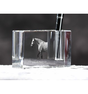 Spanish Norman - Pen stand, crystal organiser with picture of a horse, unique desk decoration by Art-Dog brand