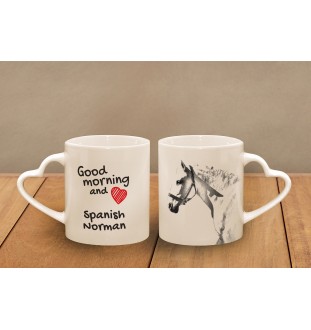 Spanischer Normanne - Tasse mit Hund, entzückende Tasse mit herzförmigem Henkel, universelles Geschenk der Marke Art-Dog