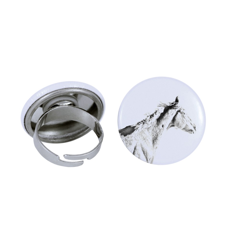 Pur-sang - Bague de collection avec l'image d'un cheval, produit fait à la main, marque Art-Dog