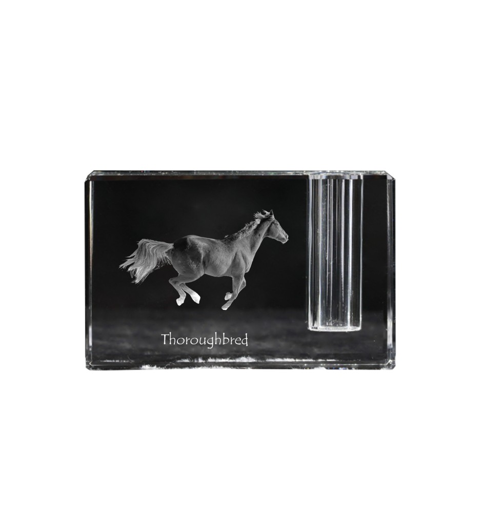 Thoroughbred - Pen stand, crystal organiser with picture of a horse, unique desk decoration by Art-Dog brand