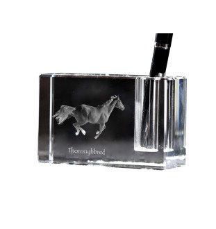 Thoroughbred - Pen stand, crystal organiser with picture of a horse, unique desk decoration by Art-Dog brand