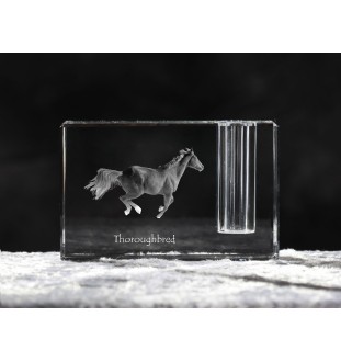 Thoroughbred - Pen stand, crystal organiser with picture of a horse, unique desk decoration by Art-Dog brand