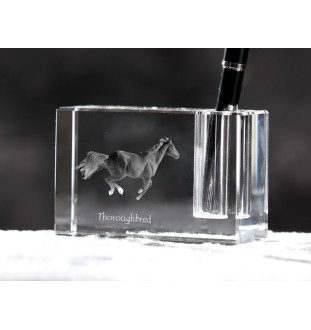 Thoroughbred - Pen stand, crystal organiser with picture of a horse, unique desk decoration by Art-Dog brand