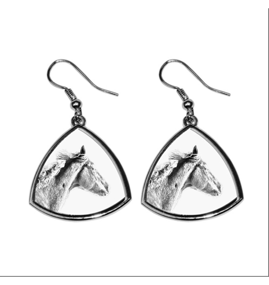 Thoroughbred - earrings with a horse, hanging earrings with a picture, personalized jewelry with Art-Dog brand print