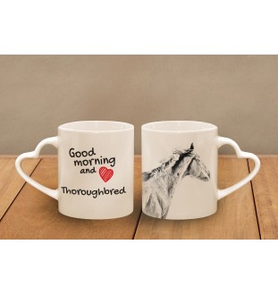 Vollblut - Tasse mit Hund, entzückende Tasse mit herzförmigem Henkel, universelles Geschenk der Marke Art-Dog