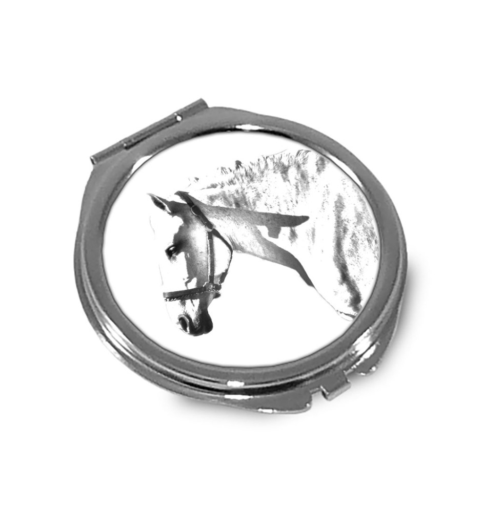 Normand espagnol - miroir de poche avec cheval, miroir personnalisé pour sac à main, miroir compact avec impression de la marque Art-Dog