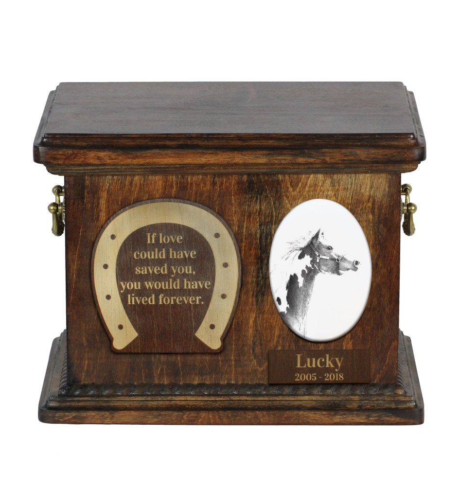 American Paint Horse - urn for horse ashes, urn for horse with a photo, personalized box for animal ashes by Art-Dog brand