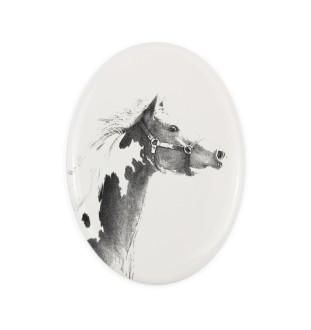 Paint Horse américain - une plaque commémorative avec une photo de cheval, une plaque funéraire avec une impression, une plaque ovale personnalisée de la marque Art-Dog