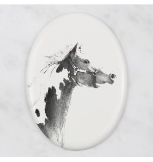 American Paint Horse - Gedenktafel mit einem Pferdefoto, Grabplatte mit Druck, personalisierte ovale Platte von Art-Dog.