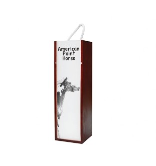 Paint Horse américain - boîte à vin avec un cheval, boîte à alcool avec une illustration, boîte cadeau personnalisée de la marque Art-Dog