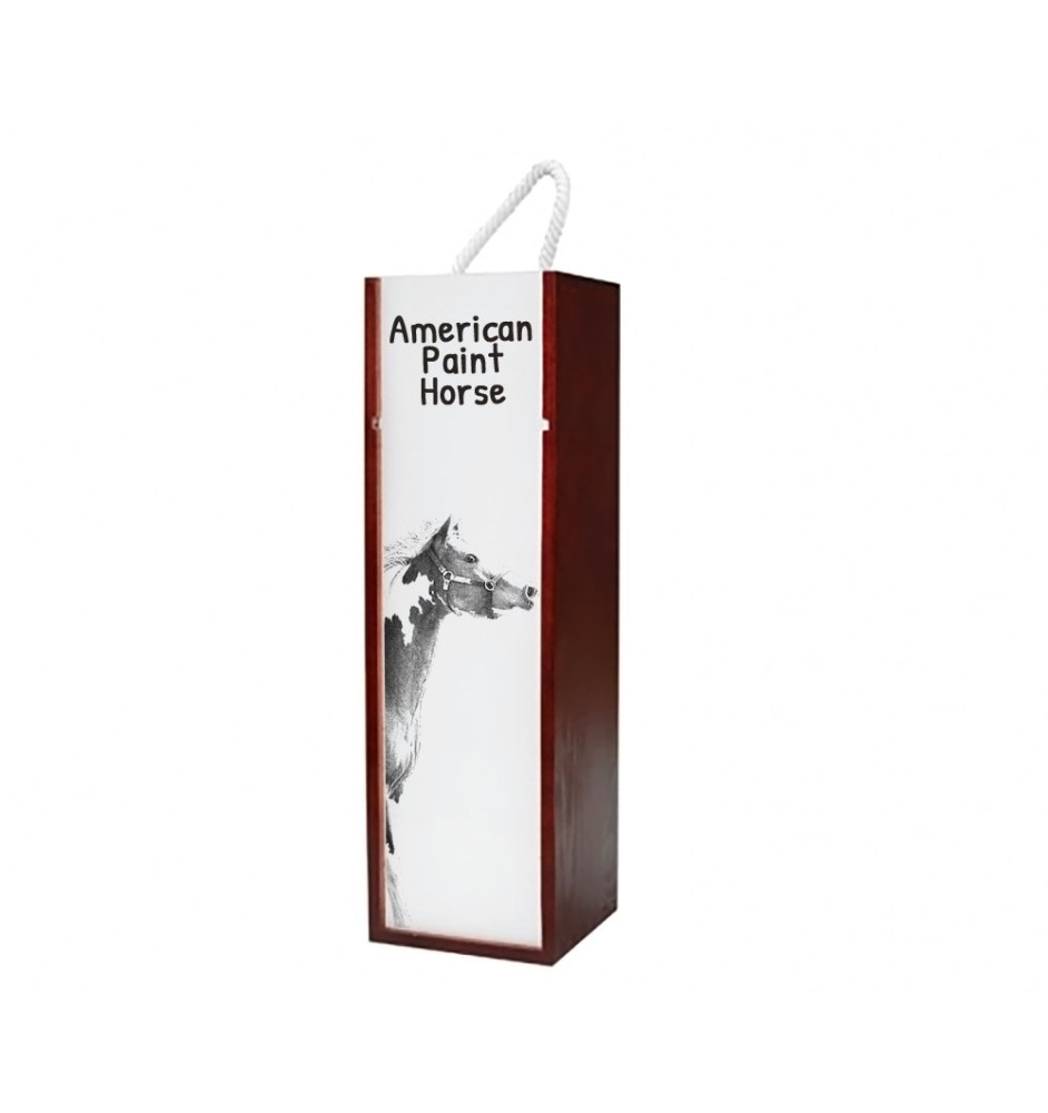 American Paint Horse - Weinkiste mit Pferd, Alkoholkiste mit Grafik, personalisierte Geschenkbox der Marke Art-Dog