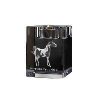 American Paint Horse - Candle holder with picture of a horse, crystal tealight holder, personalised gift by Art-Dog brand