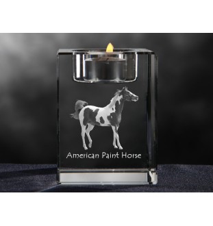 American Paint Horse - Kerzenhalter mit Bild eines Pferdes, Teelichthalter aus Kristall, personalisiertes Geschenk der Marke Art-Dog