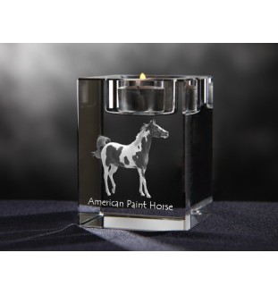 Paint Horse américain - Bougeoir avec image d'un cheval, porte bougie en cristal, cadeau personnalisé par la marque Art-Dog