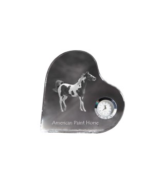 American Paint Horse - Kristalluhr mit einem Pferdebild, Herzregal-Uhr, personalisierte Standuhr der Marke Art-Dog