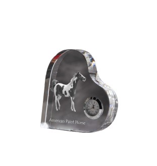 American Paint Horse - Kristalluhr mit einem Pferdebild, Herzregal-Uhr, personalisierte Standuhr der Marke Art-Dog