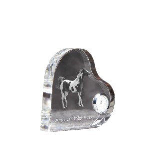 American Paint Horse - Kristalluhr mit einem Pferdebild, Herzregal-Uhr, personalisierte Standuhr der Marke Art-Dog