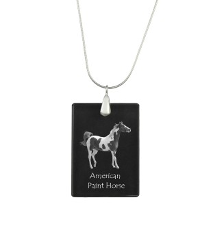 Paint Horse américain - Crystal pendant with horse, silver necklace with photo, personalised pendant by Art-Dog brand
