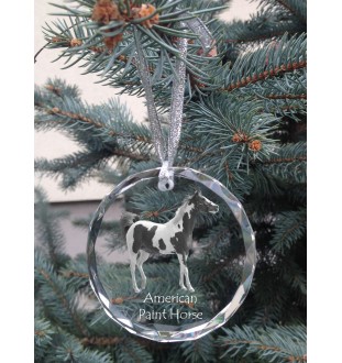 Paint Horse américain - boule de Noël en cristal avec une photo, photo de cheval dans le cristal, décoration personnalisée pour sapin de Noël de la marque Art-Dog