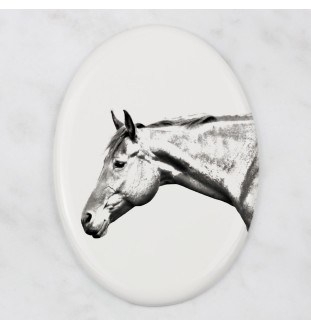 American Quarter Horse - commemorative plaque with a photo of a horse, tombstone plaque with a print, personalized oval plaque by Art-Dog brand
