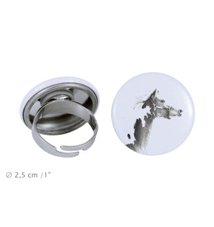 American Paint Horse - collector's ring with a horse portrait, handmade product, Art-Dog brand