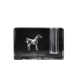 Paint Horse américain - Porte-stylos, organiseur en cristal avec image d'un cheval, décoration de bureau unique par la marque Art-Dog