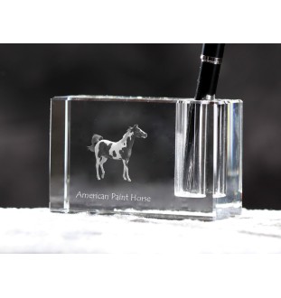 Paint Horse américain - Porte-stylos, organiseur en cristal avec image d'un cheval, décoration de bureau unique par la marque Art-Dog