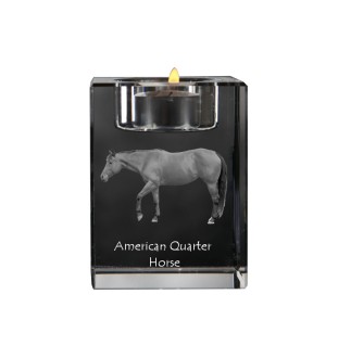 Amerikanisches Quarter Horse - Kerzenhalter mit Bild eines Pferdes, Teelichthalter aus Kristall, personalisiertes Geschenk der Marke Art-Dog