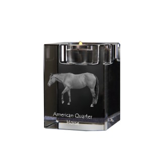 Quarter Horse américain - Bougeoir avec image d'un cheval, porte bougie en cristal, cadeau personnalisé par la marque Art-Dog