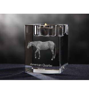 Amerikanisches Quarter Horse - Kerzenhalter mit Bild eines Pferdes, Teelichthalter aus Kristall, personalisiertes Geschenk der Marke Art-Dog