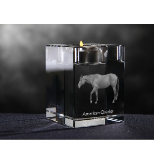 Amerikanisches Quarter Horse - Kerzenhalter mit Bild eines Pferdes, Teelichthalter aus Kristall, personalisiertes Geschenk der Marke Art-Dog