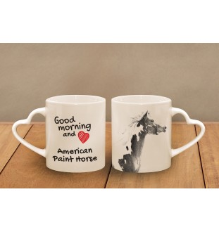 American Paint Horse - cup with a dog, adorable cup with a heart-shaped handle, universal gift from the Art-Dog brand