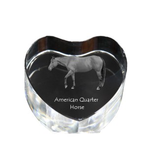 Quarter Horse américain - une photo de cheval dans un cristal, un cœur en cristal, un cadre exceptionnel avec une photo de la marque Art-Dog