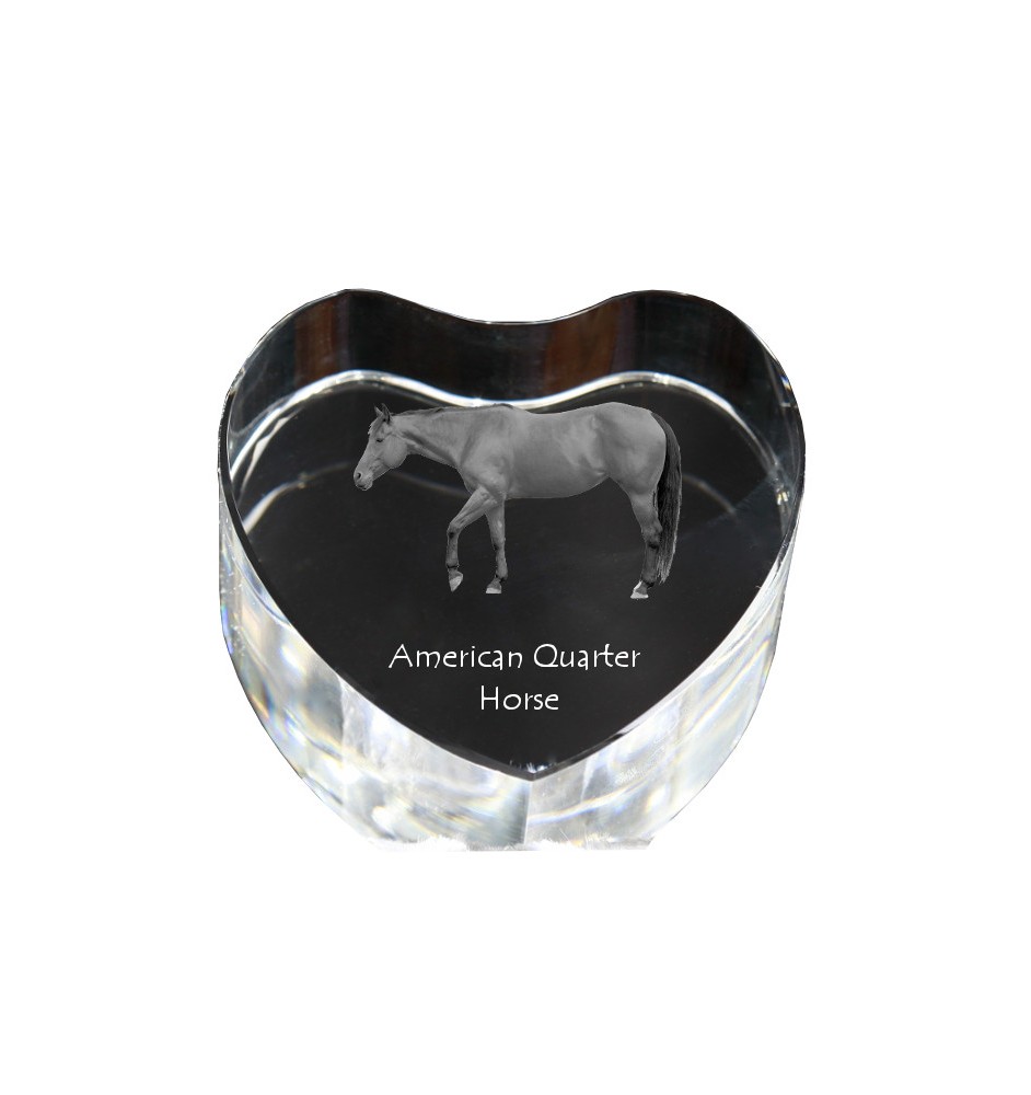Quarter Horse américain - une photo de cheval dans un cristal, un cœur en cristal, un cadre exceptionnel avec une photo de la marque Art-Dog