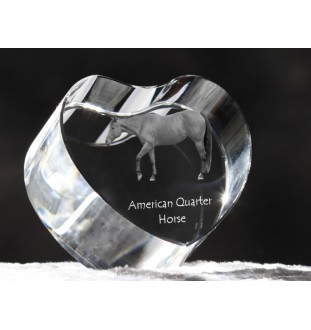 Quarter Horse américain - une photo de cheval dans un cristal, un cœur en cristal, un cadre exceptionnel avec une photo de la marque Art-Dog
