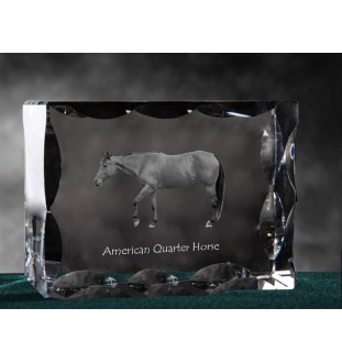 Quarter Horse américain - Kristall mit einem Pferdebild, Glasstatuette mit einem Bild, einzigartiger Bilderrahmen der Marke Art-Dog