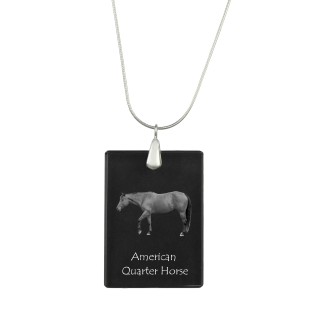Quarter Horse américain - Crystal pendant with horse, silver necklace with photo, personalised pendant by Art-Dog brand