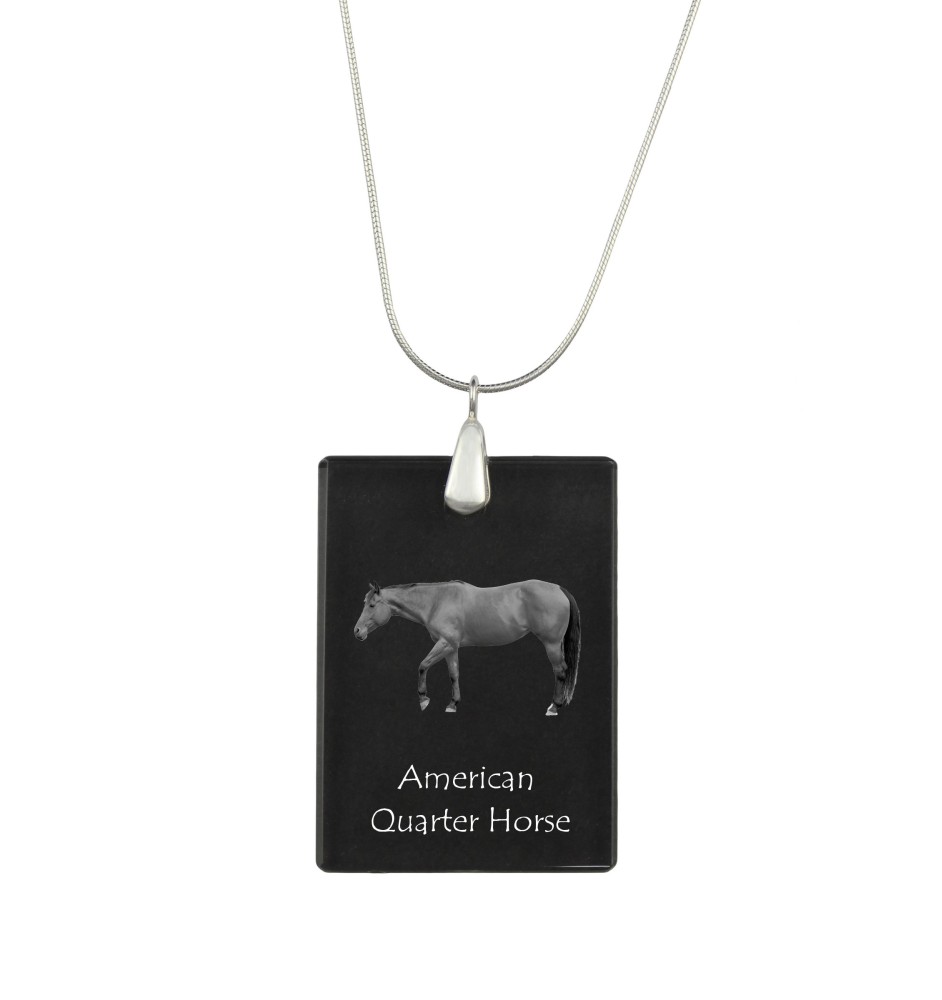 Quarter Horse américain - Crystal pendant with horse, silver necklace with photo, personalised pendant by Art-Dog brand