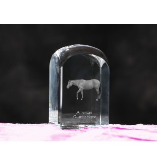 Quarter Horse américain - un cube de cristal avec une photo, une photo de cheval dans le cristal, un presse-papiers cubique de la marque Art-Dog