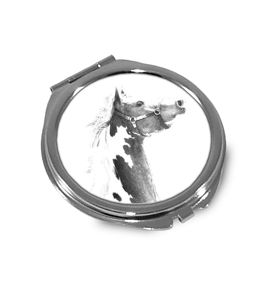 American Paint Horse - Taschenspiegel mit Pferd, personalisierter Taschenspiegel, kompakter Spiegel mit Art-Dog-Logo