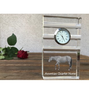 Amerikanisches Quarter Horse - Glasuhr mit Foto, Pferdefoto im Kristall, personalisierte Tischuhr für das Büro der Marke Art-Dog