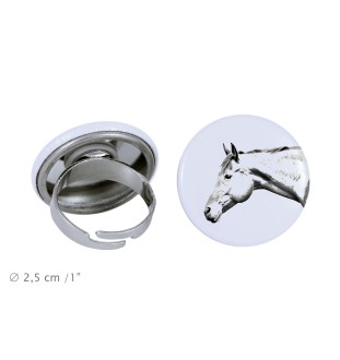 Amerikanisches Quarter Horse - Sammlerring mit einem Pferdeporträt, handgefertigtes Produkt, Marke Art-Dog