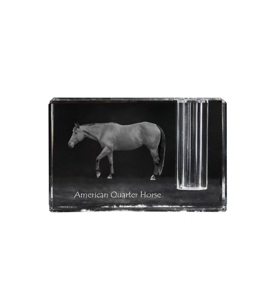 Quarter Horse américain - Porte-stylos, organiseur en cristal avec image d'un cheval, décoration de bureau unique par la marque Art-Dog