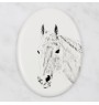 Orlov Trotter - commemorative plaque with a photo of a horse, tombstone plaque with a print, personalized oval plaque by Art-Dog brand