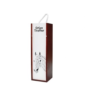 Trotteur Orlov - boîte à vin avec un cheval, boîte à alcool avec une illustration, boîte cadeau personnalisée de la marque Art-Dog