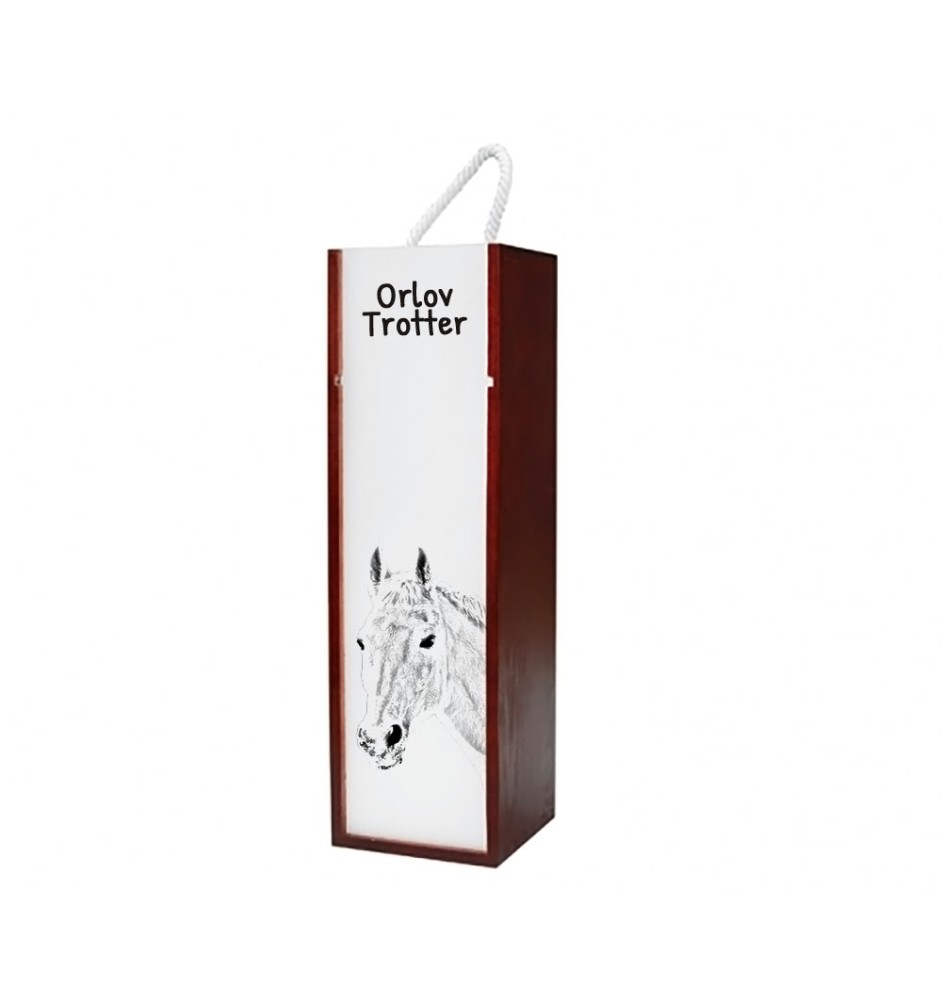 Trotteur Orlov - boîte à vin avec un cheval, boîte à alcool avec une illustration, boîte cadeau personnalisée de la marque Art-Dog