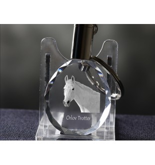Trotteur Orlov - pendant with a picture of a horse, crystal key ring in a gift box, unique gift by Art-Dog brand